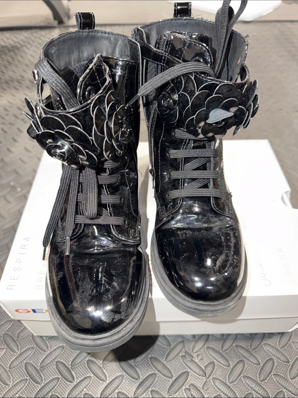 Geox Black Patent Kids Boots